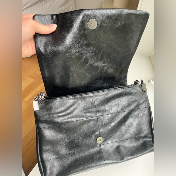 Zara Black Faux Leather Shoulder Bag NWT - Picture 7 of 10